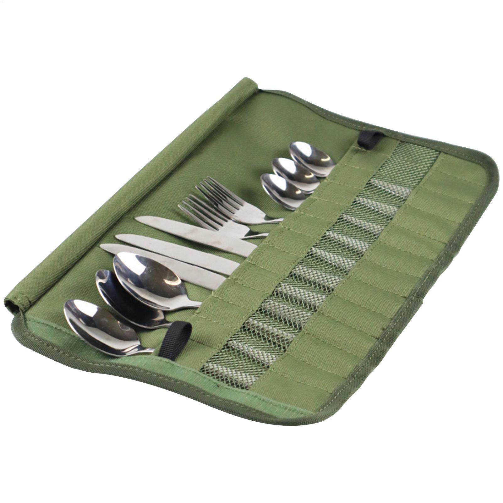 Camping Cooking Utensil Roll - Camping Cutlery Roll Pack Cuisine Storage