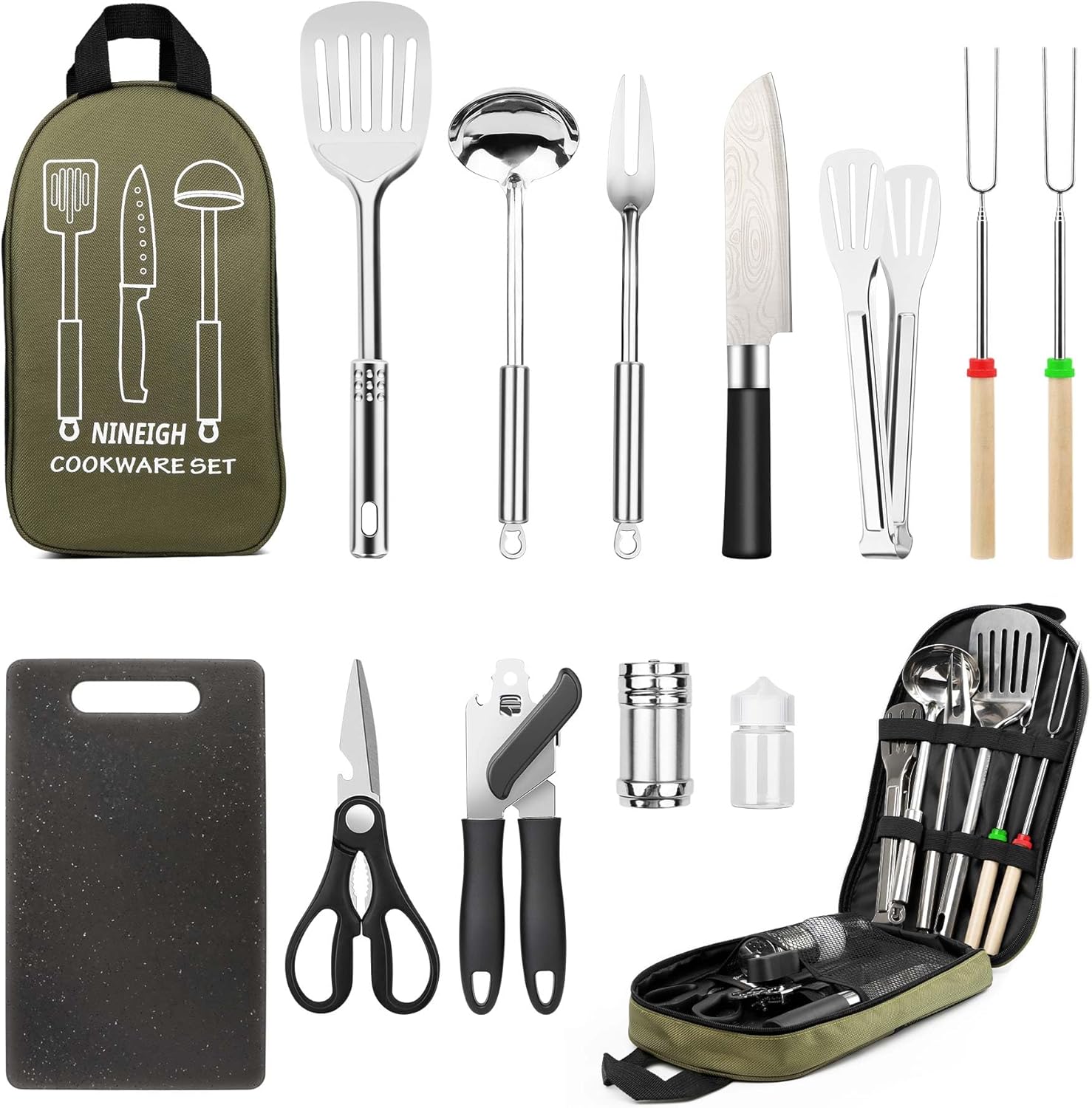 Camping Cooking Set Stainless Steel - Camping Cooking Utensils Set, Stainless Steel