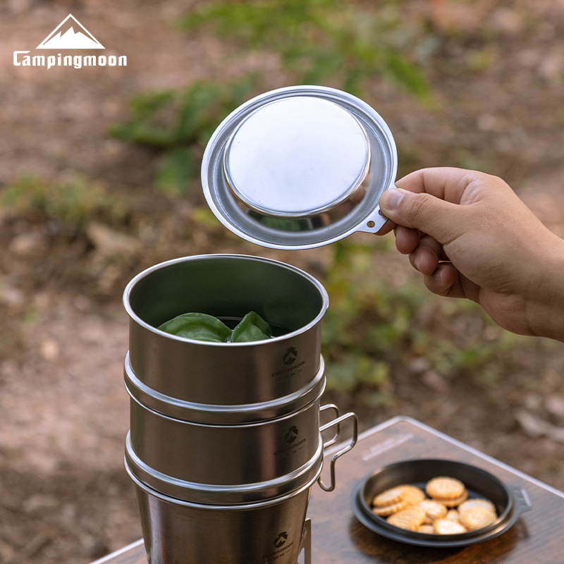 Camping Cooking Dishes - CAMPINGMOON S-SD Thickened Stainless Steel Fry
