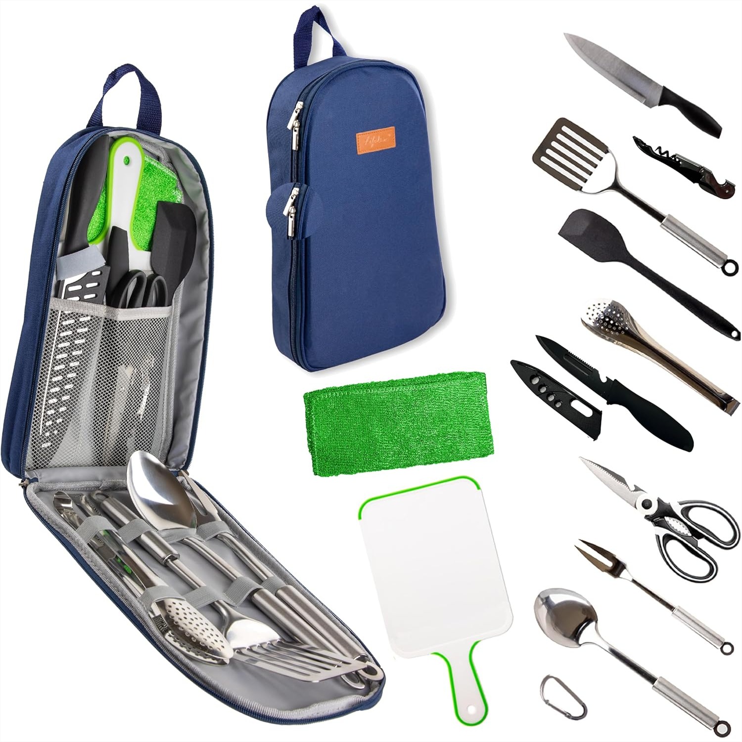 Camping Hiking Cooking - 12 Pcs Camp Cooking Utensil Set