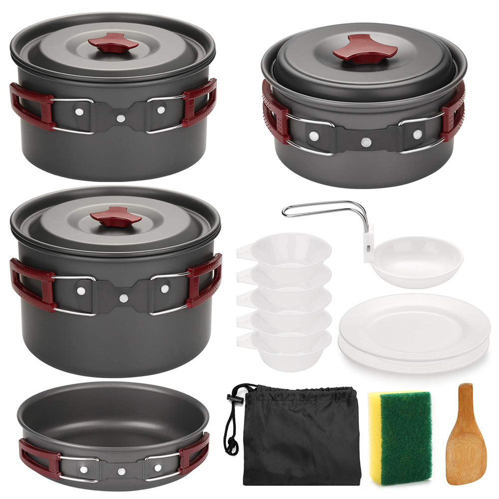 Camping Cooking Dishes - Outdoor Camping Cookware Kit Non Stick