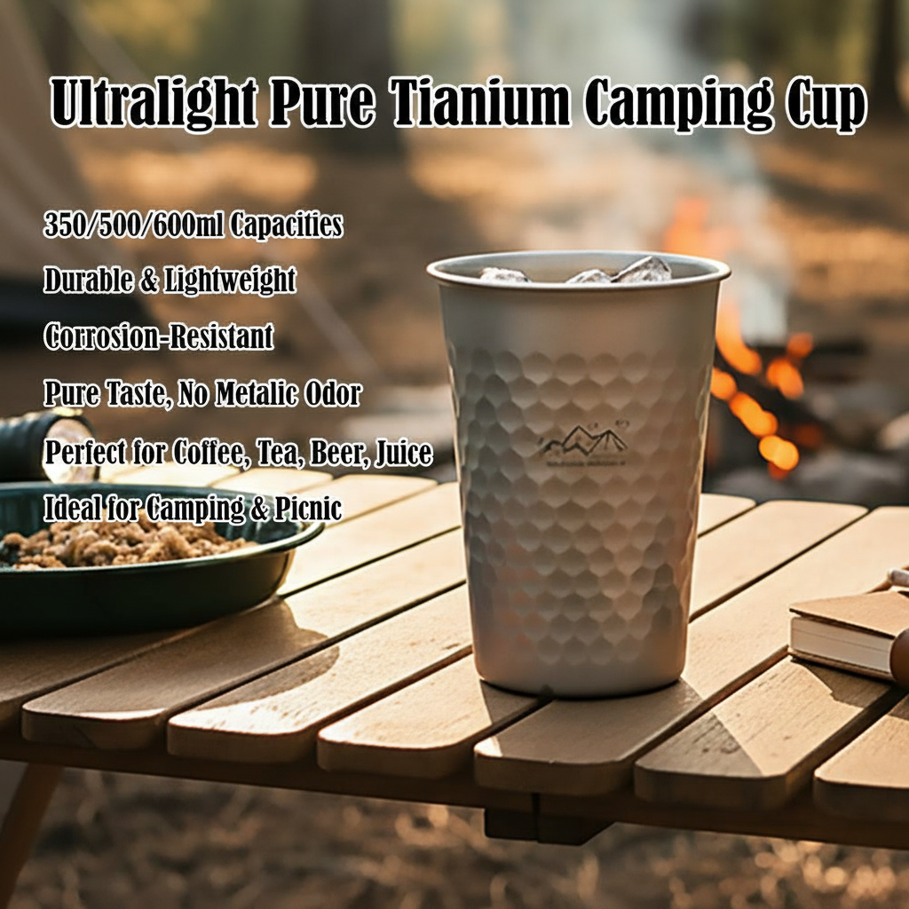 Camping Cooking Dishes - Ultralight Pure Titanium Camping Cup 350/500/600ml