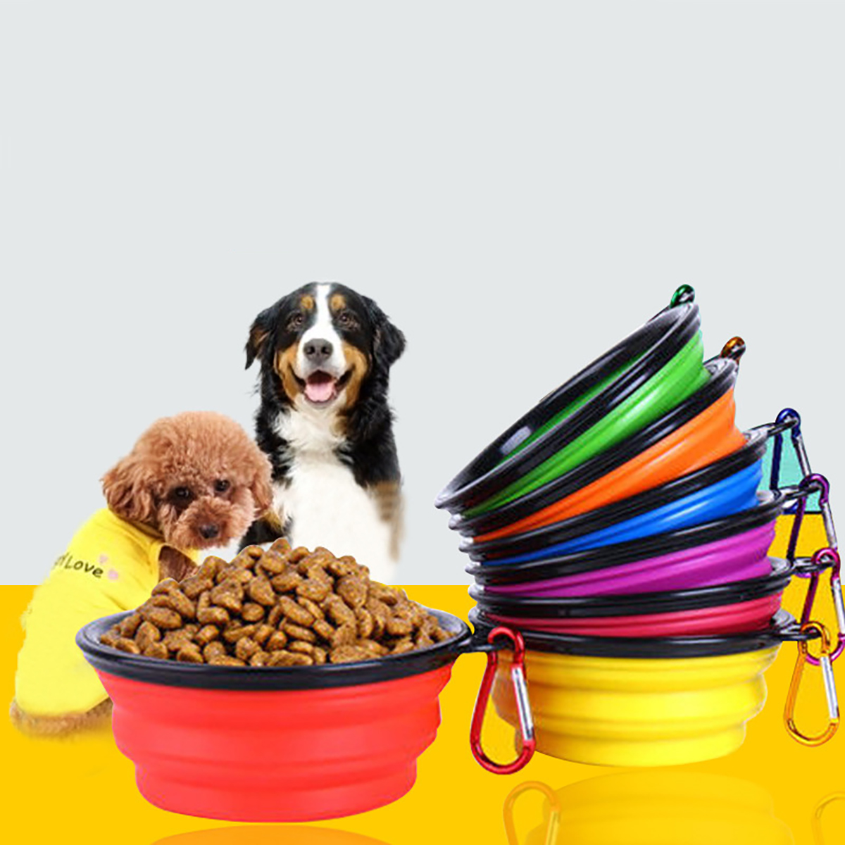 Camping Cooking Dishes - Collapsible Pet Silicone Dog Food Water