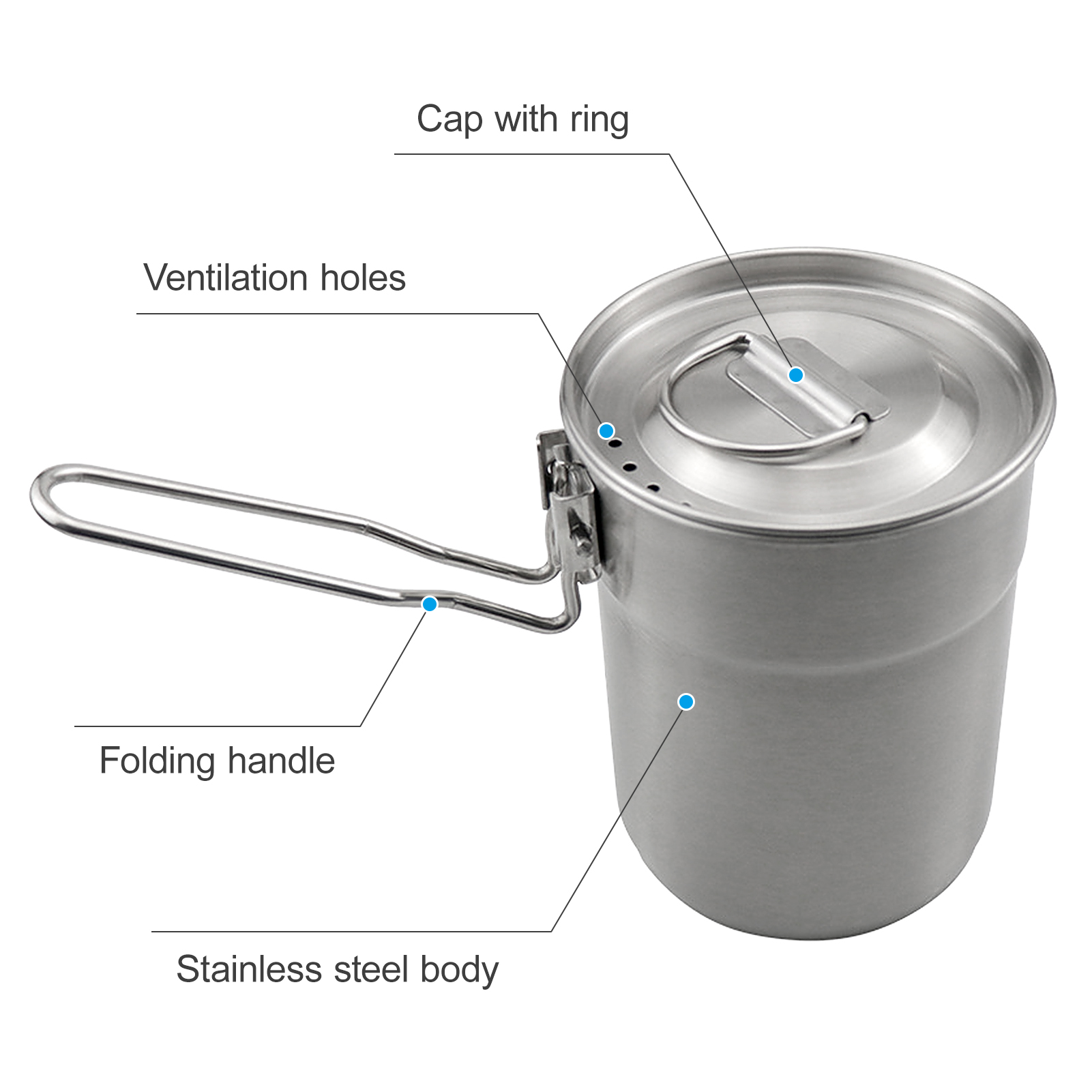 1L Coffee Cup with Folding Han - Camping Cooking Set Stainless Steel ulasan dan harga