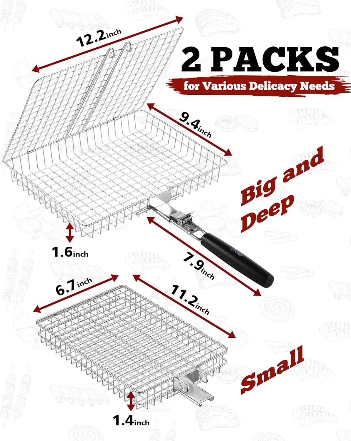 Nesting Grill Baskets 2PCS Gri - Camping Cooking Vegetables ulasan dan harga