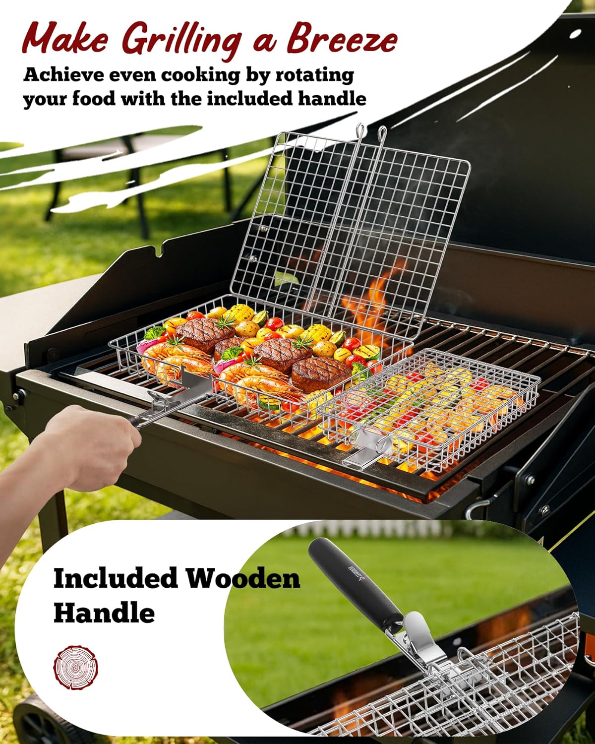 Nesting Grill Baskets 2PCS Gri - Camping Cooking Vegetables ulasan dan harga