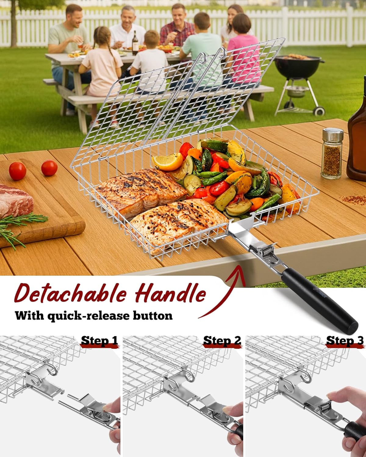 Nesting Grill Baskets 2PCS Gri - Camping Cooking Vegetables ulasan dan harga