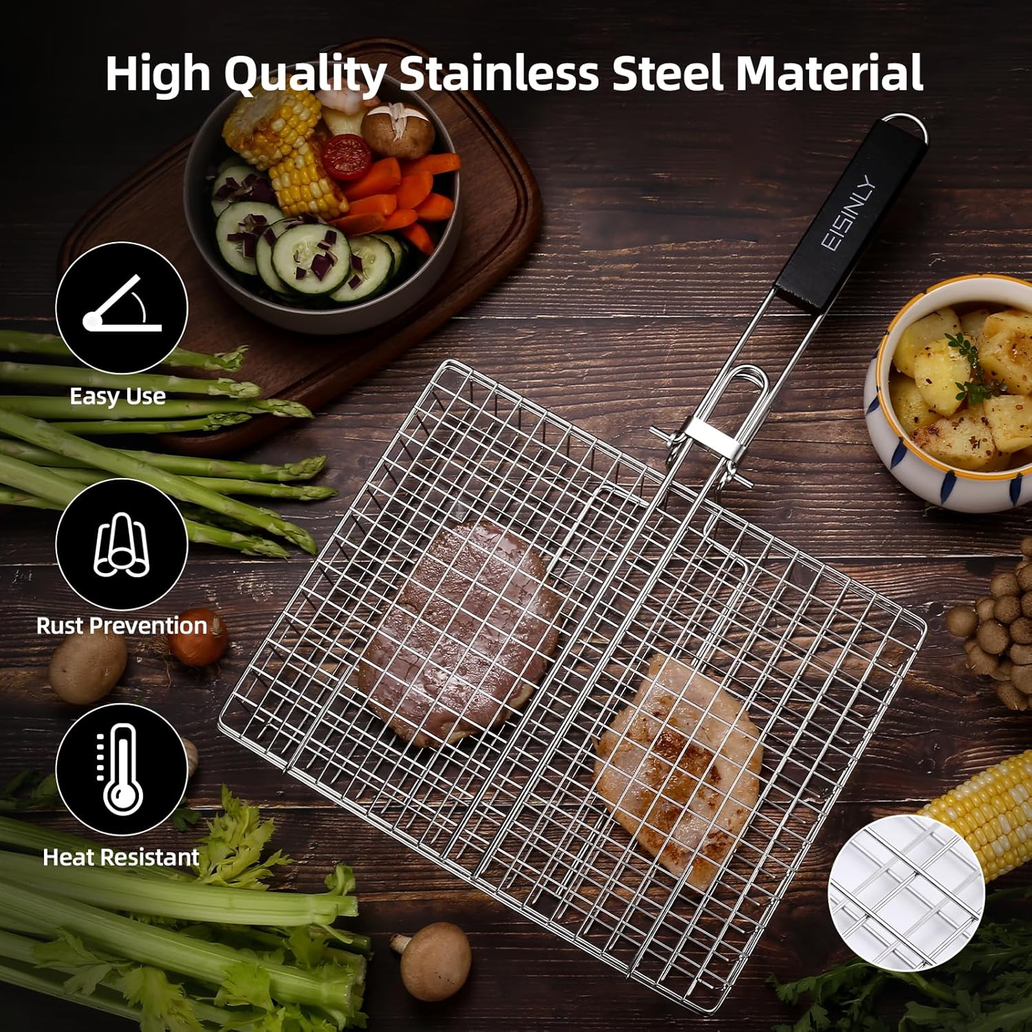 Portable Grill Basket for Outd - Camping Cooking Bbq ulasan dan harga