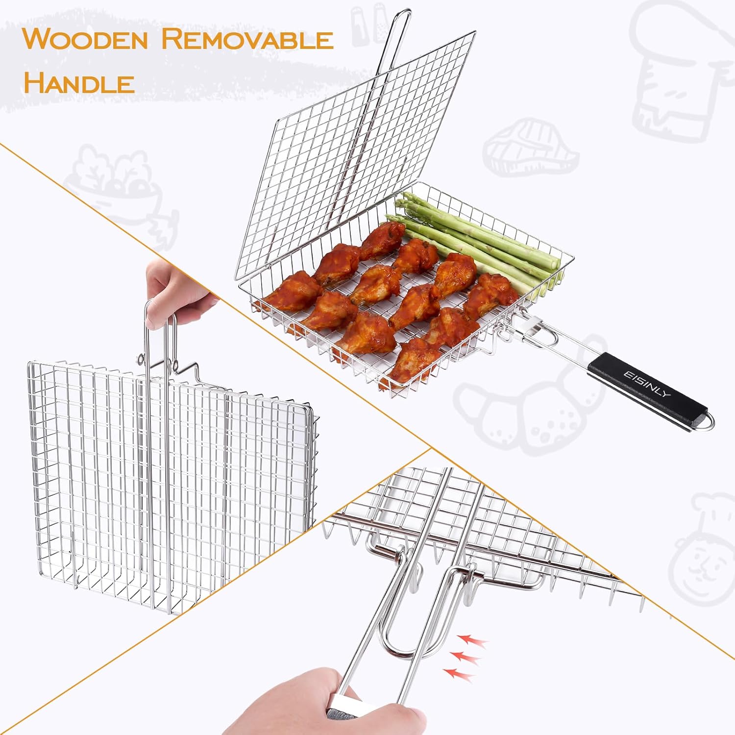 Portable Grill Basket for Outd - Camping Cooking Bbq ulasan dan harga