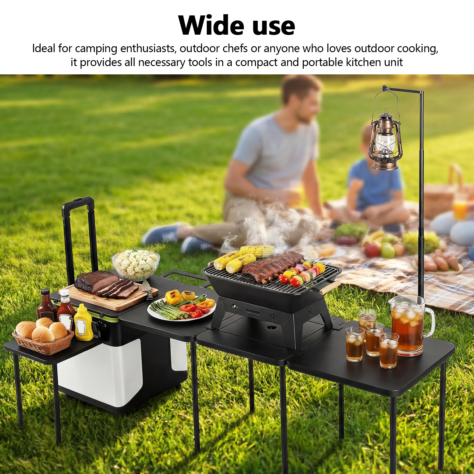 Folding Kitchen Table with Whe - Camping Cooking Light ulasan dan harga