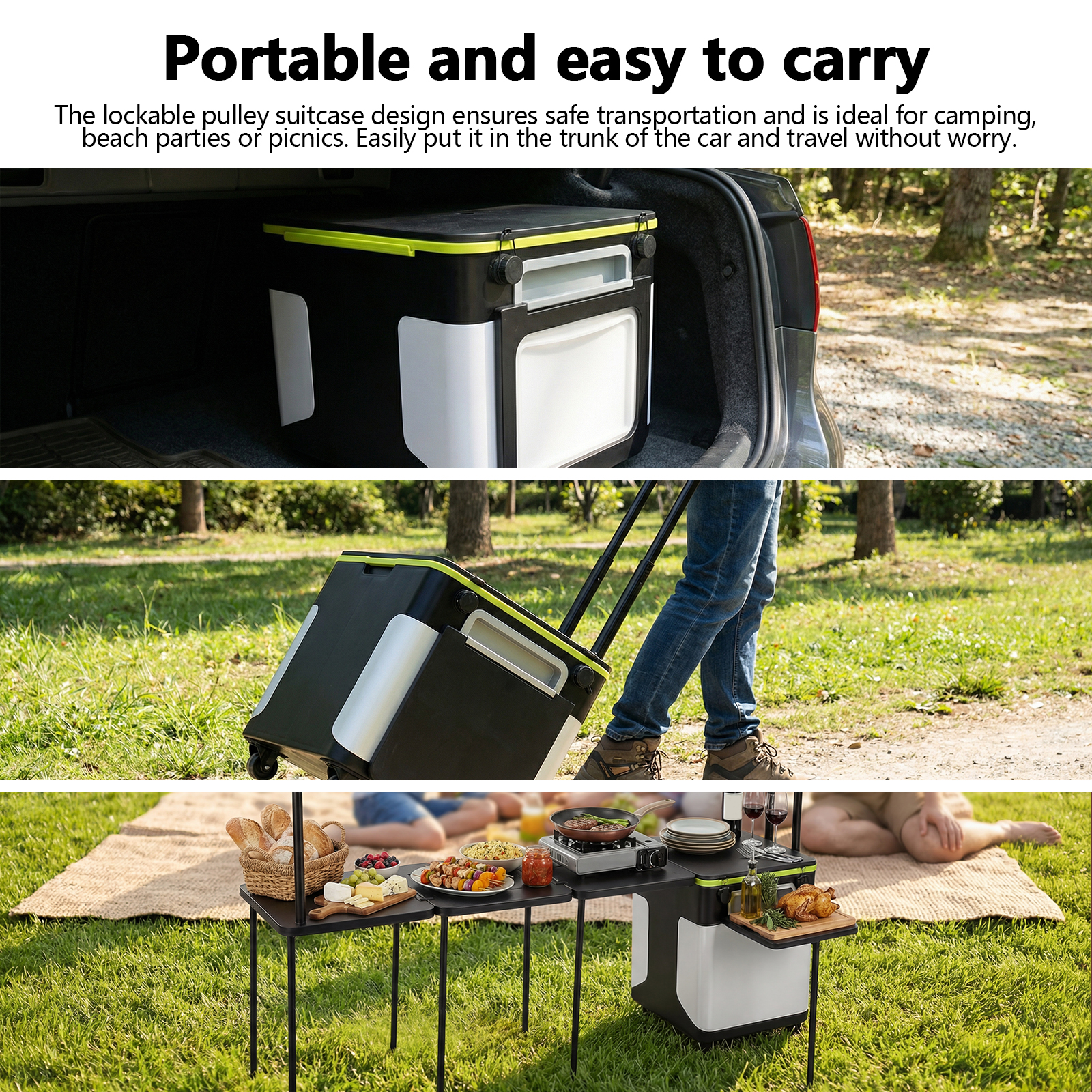 Folding Kitchen Table with Whe - Camping Cooking Light ulasan dan harga