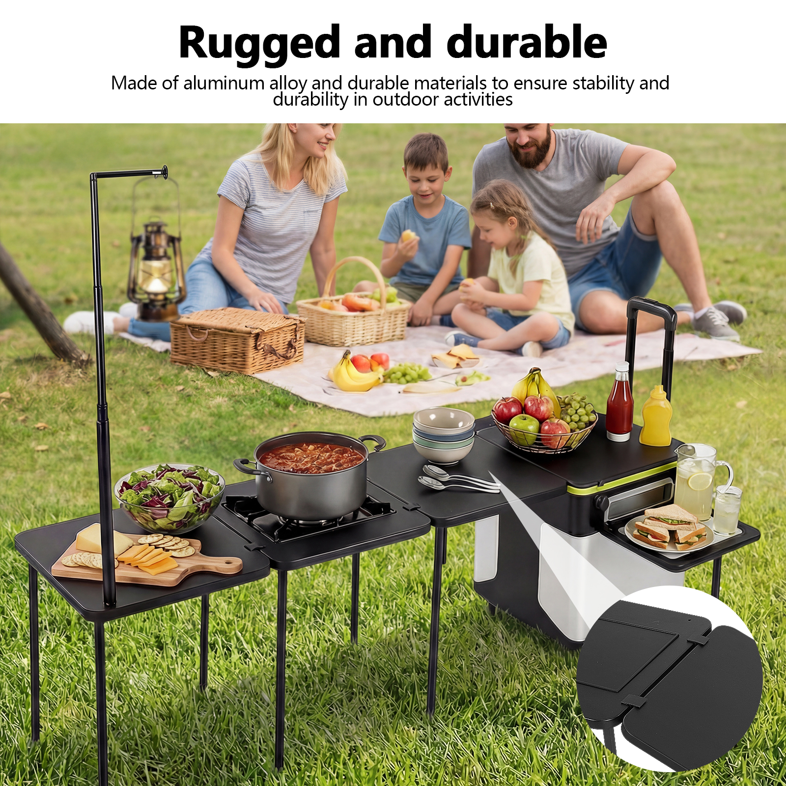 Folding Kitchen Table with Whe - Camping Cooking Light ulasan dan harga