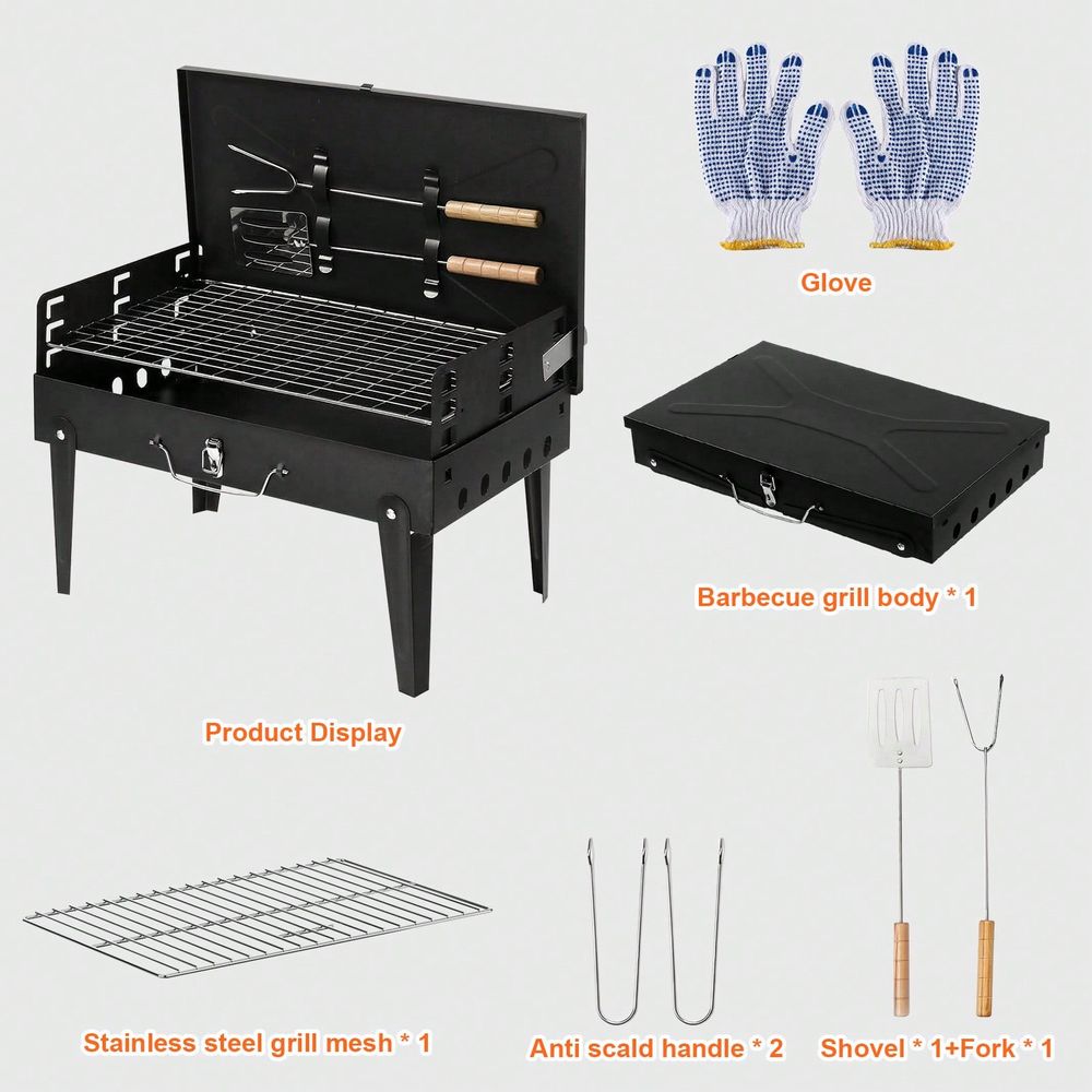 Charcoal BBQ Grill Kit, Foldab - Camping Cooking Bbq ulasan dan harga