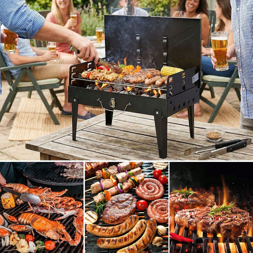 Charcoal BBQ Grill Kit, Foldab - Camping Cooking Bbq ulasan dan harga