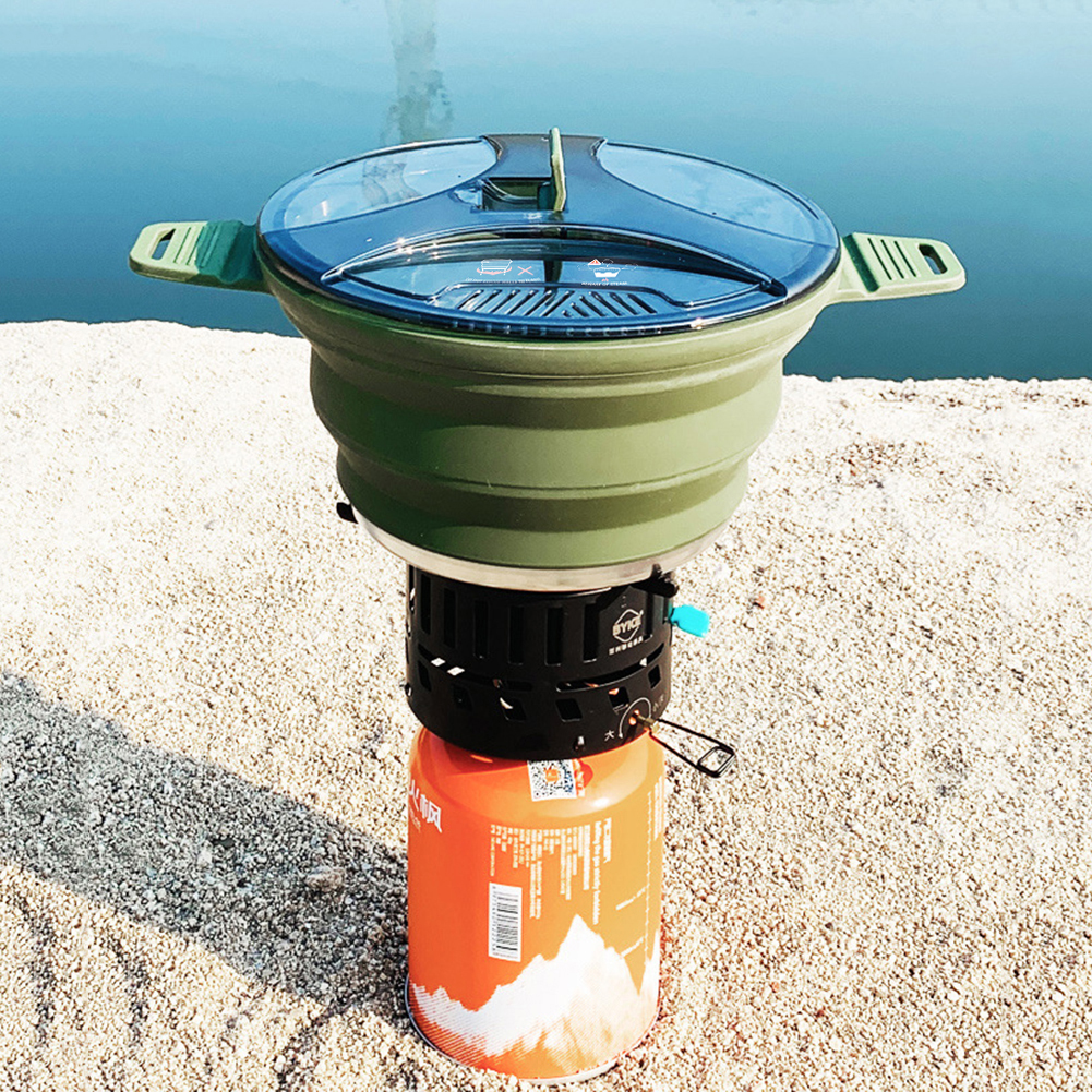 2.5L Silicone Folding Kettle C - Camping Cooking Set Stainless Steel ulasan dan harga