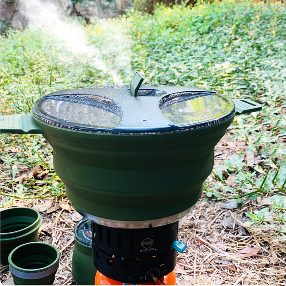 2.5L Silicone Folding Kettle C - Camping Cooking Set Stainless Steel ulasan dan harga