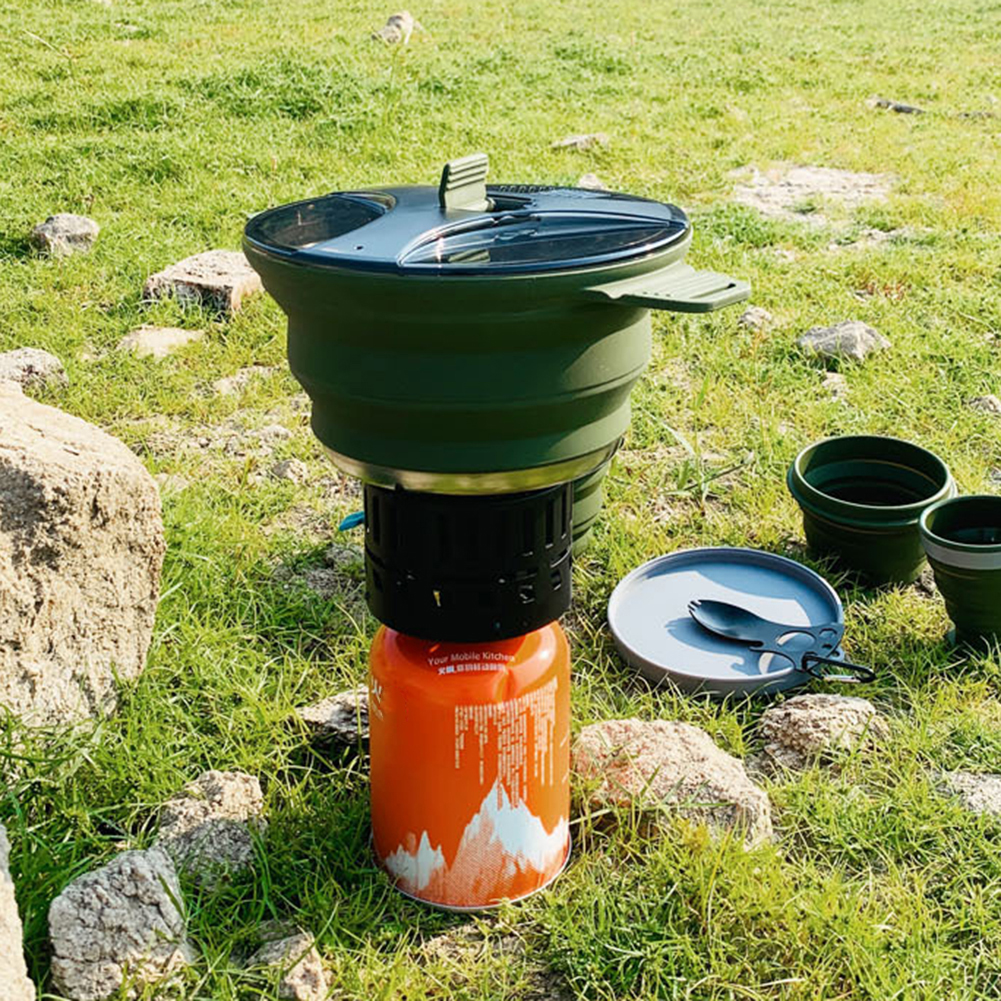 2.5L Silicone Folding Kettle C - Camping Cooking Set Stainless Steel ulasan dan harga