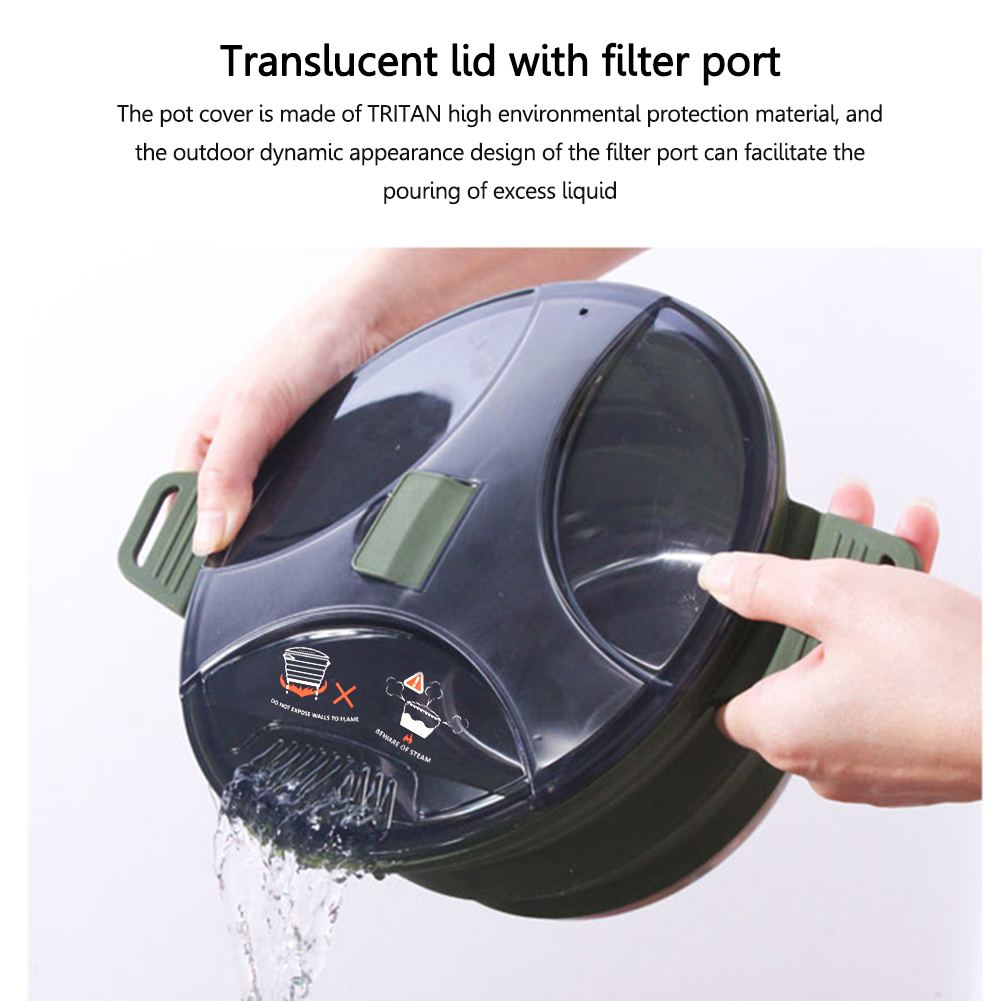2.5L Silicone Folding Kettle C - Camping Cooking Set Stainless Steel ulasan dan harga