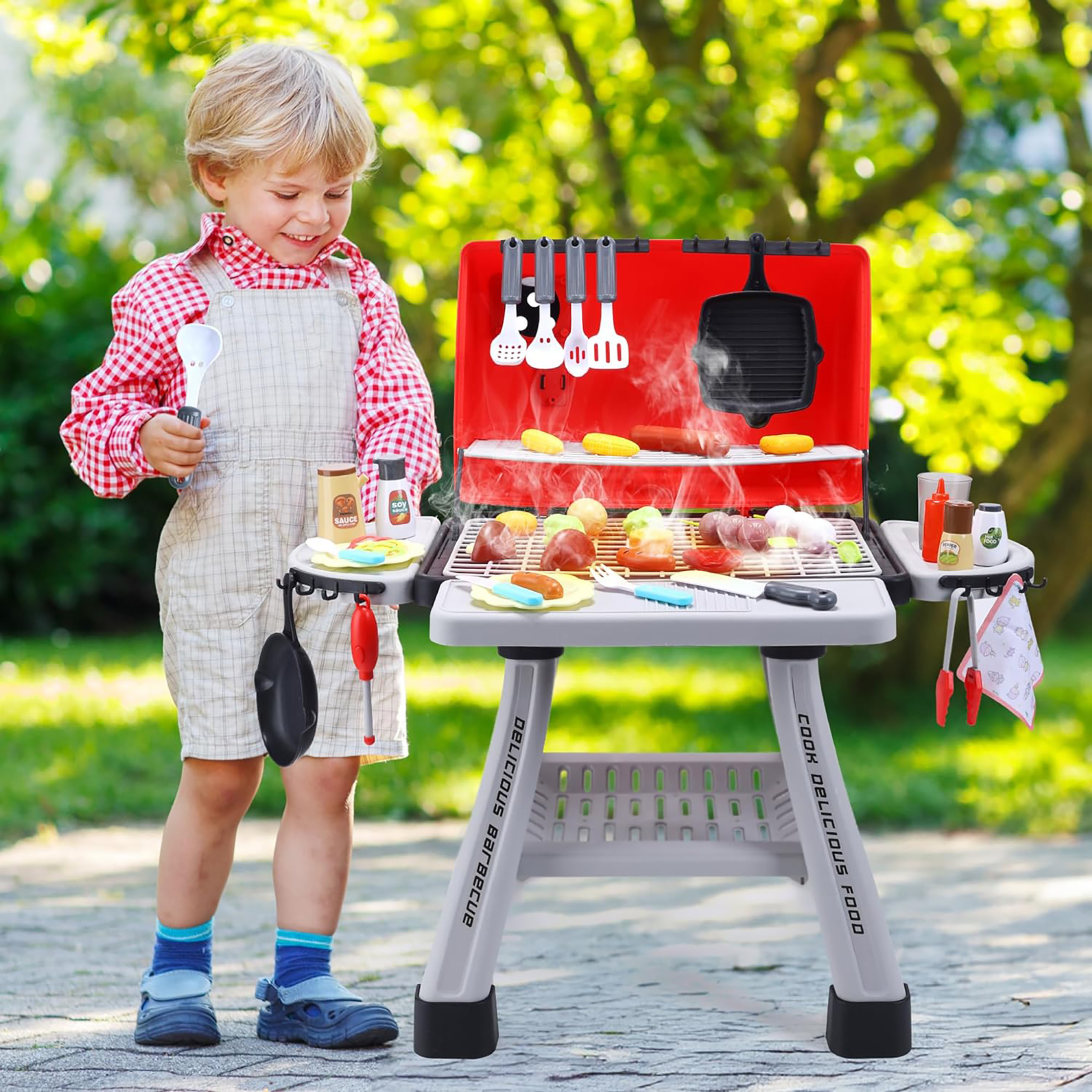 Kids BBQ Grill Playset Play Ki - Camping Cooking Kids ulasan dan harga