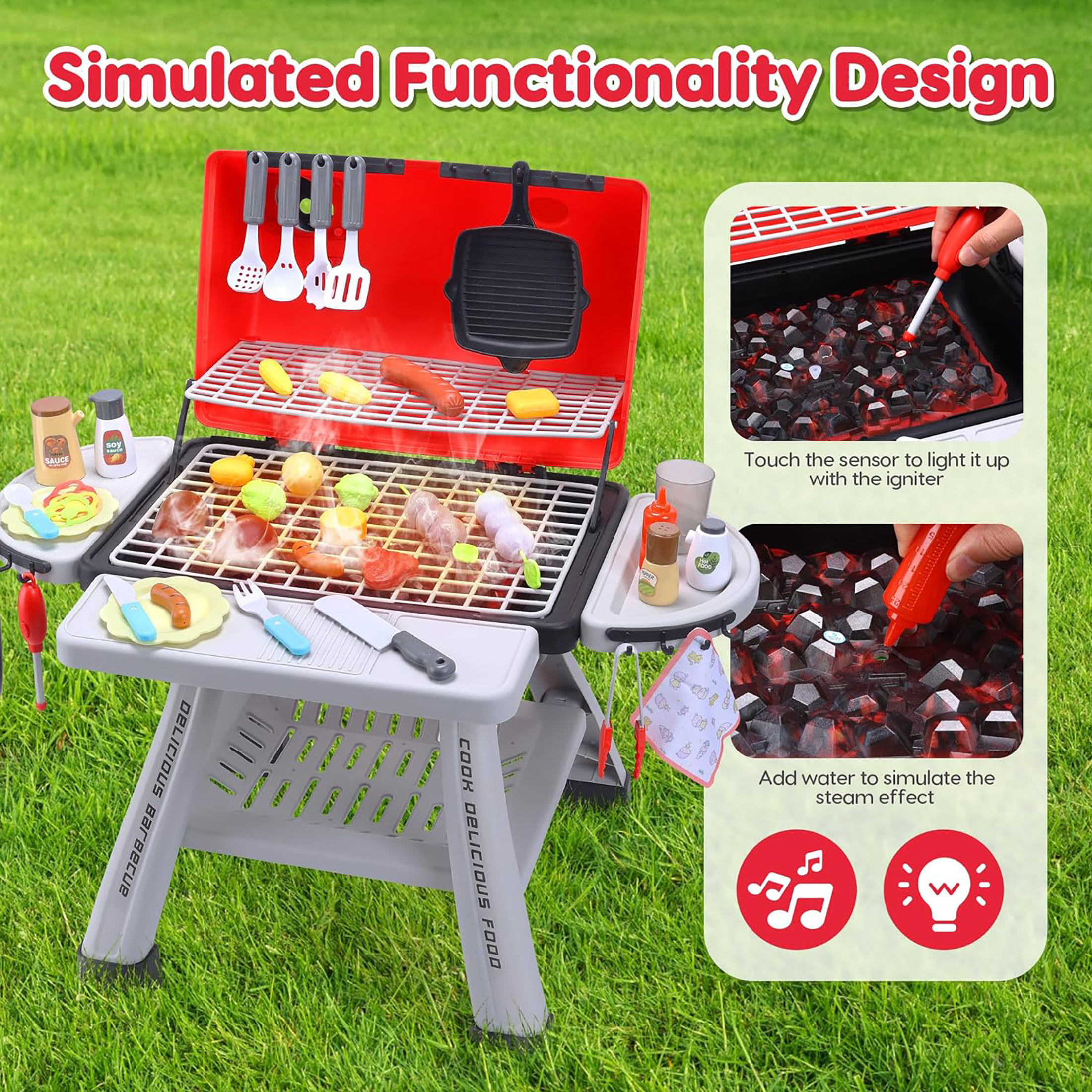 Kids BBQ Grill Playset Play Ki - Camping Cooking Kids ulasan dan harga