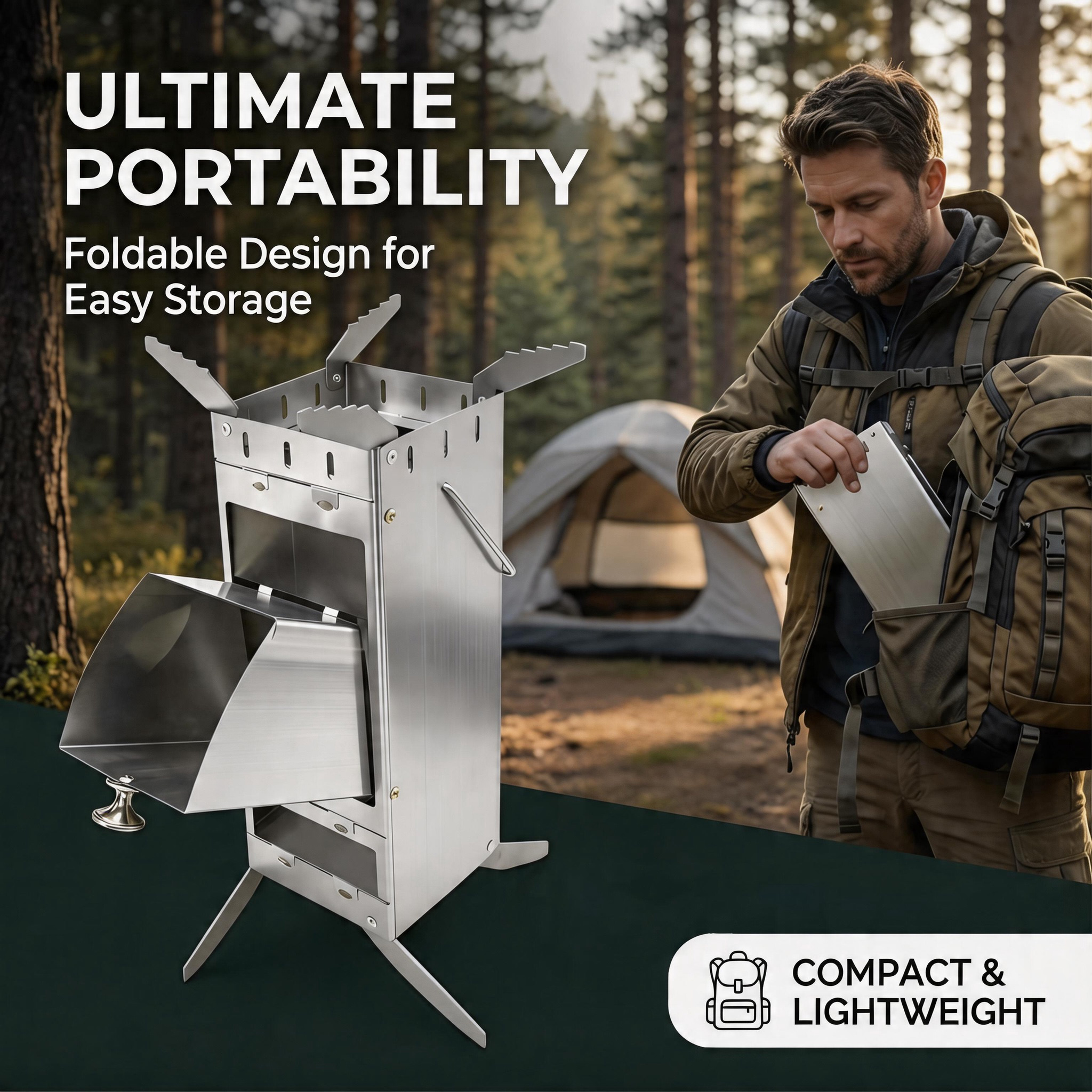 Portable Foldable Rocket Stove - Camping Hiking Cooking ulasan dan harga