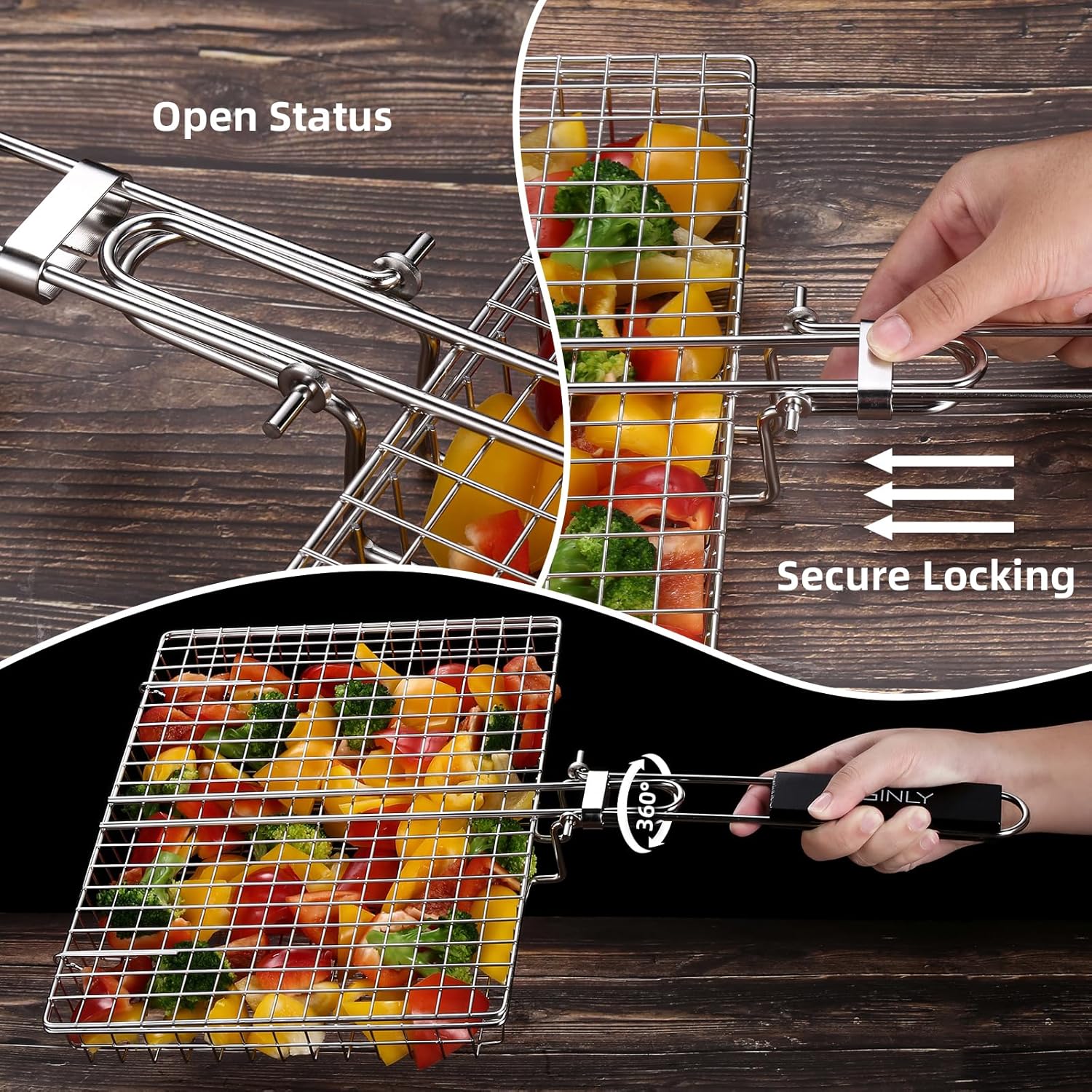 Stainless Steel Grill Basket W - Camping Cooking Vegetables ulasan dan harga