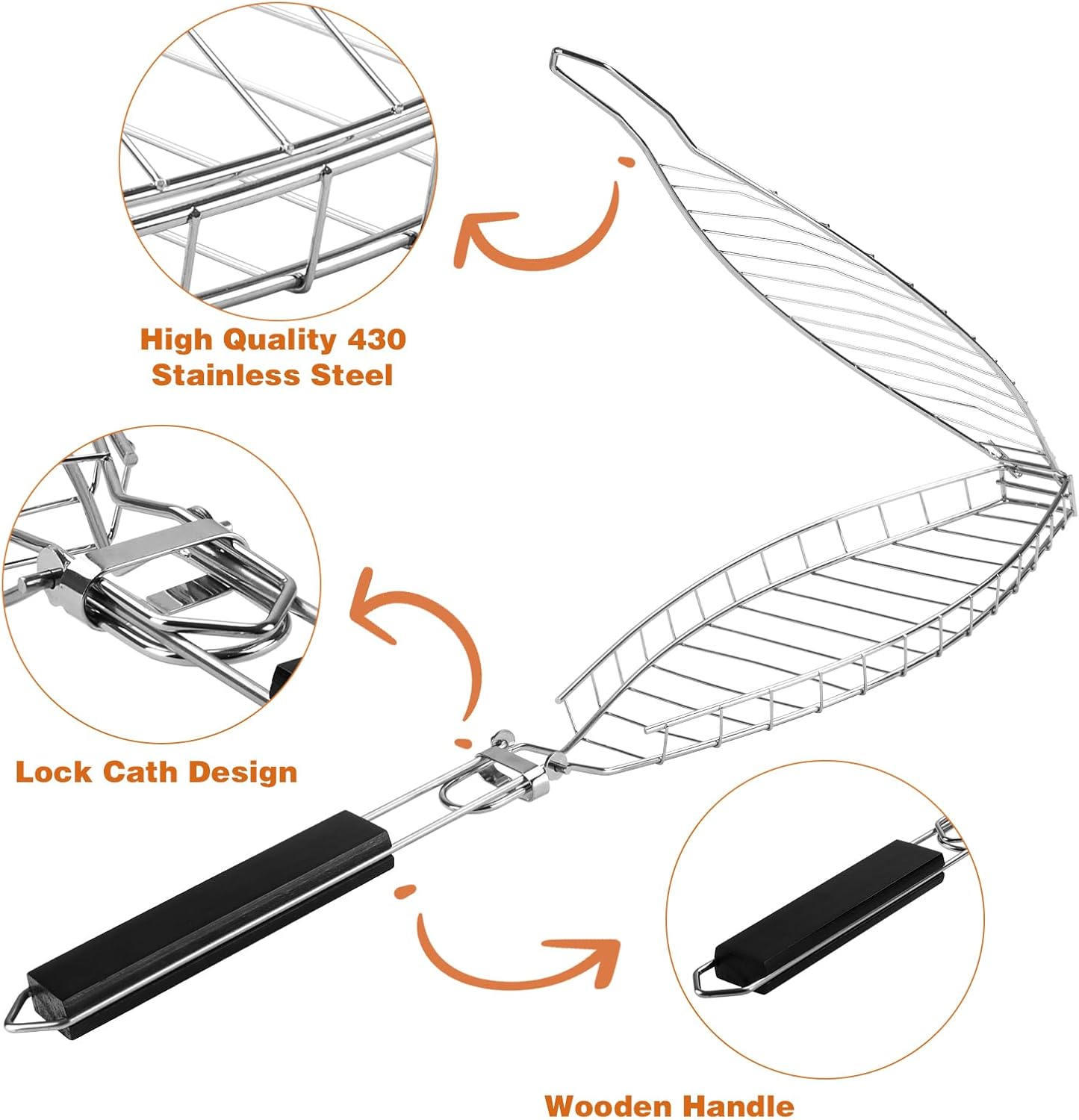 Fish Grill Basket Heavy Duty S - Camping Cooking Vegetables ulasan dan harga