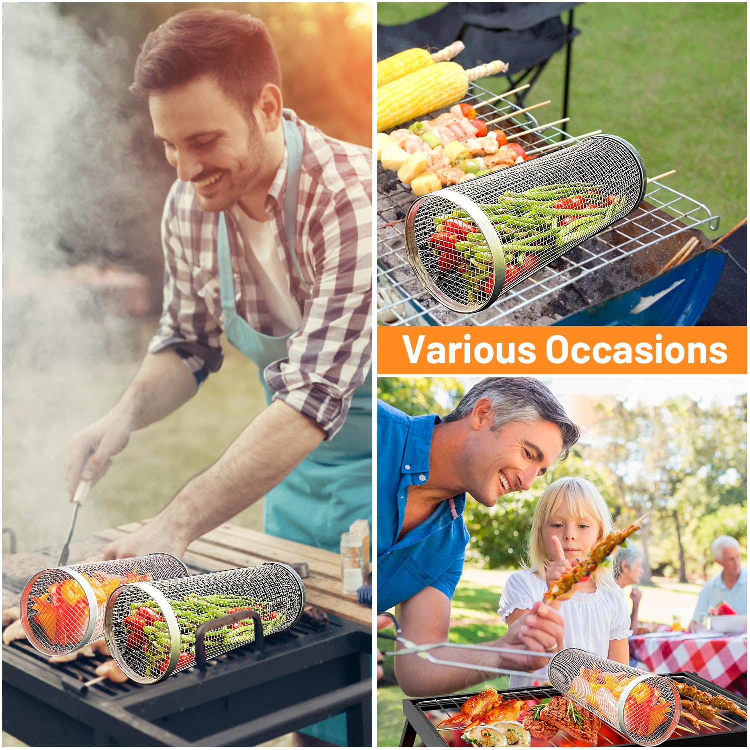 2 Pieces Rolling Grilling Bask - Camping Cooking Youtube ulasan dan harga
