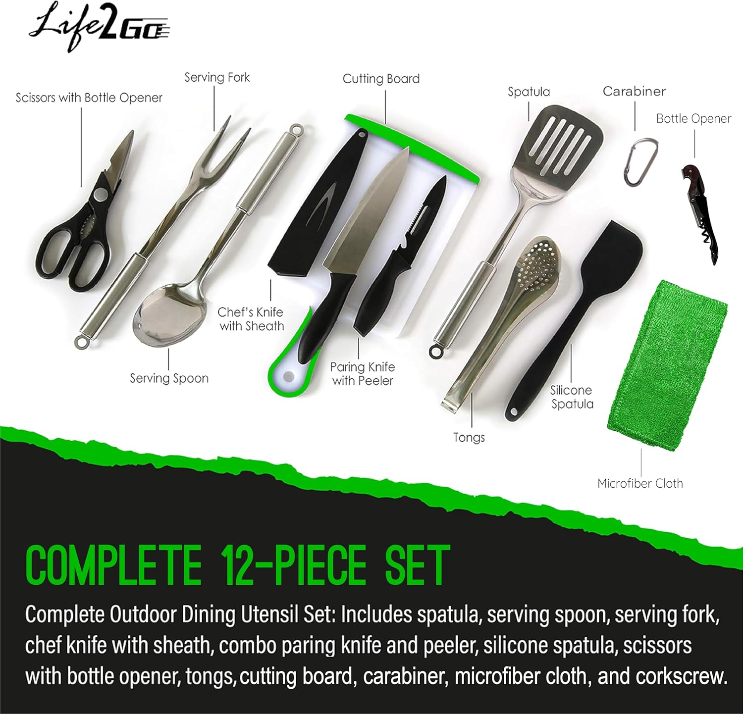 12 Pcs Camp Cooking Utensil Se - Camping Hiking Cooking ulasan dan harga