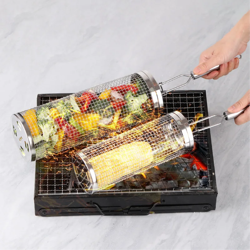 Stainless Steel Rolling Grill  - Camping Cooking Vegetables ulasan dan harga