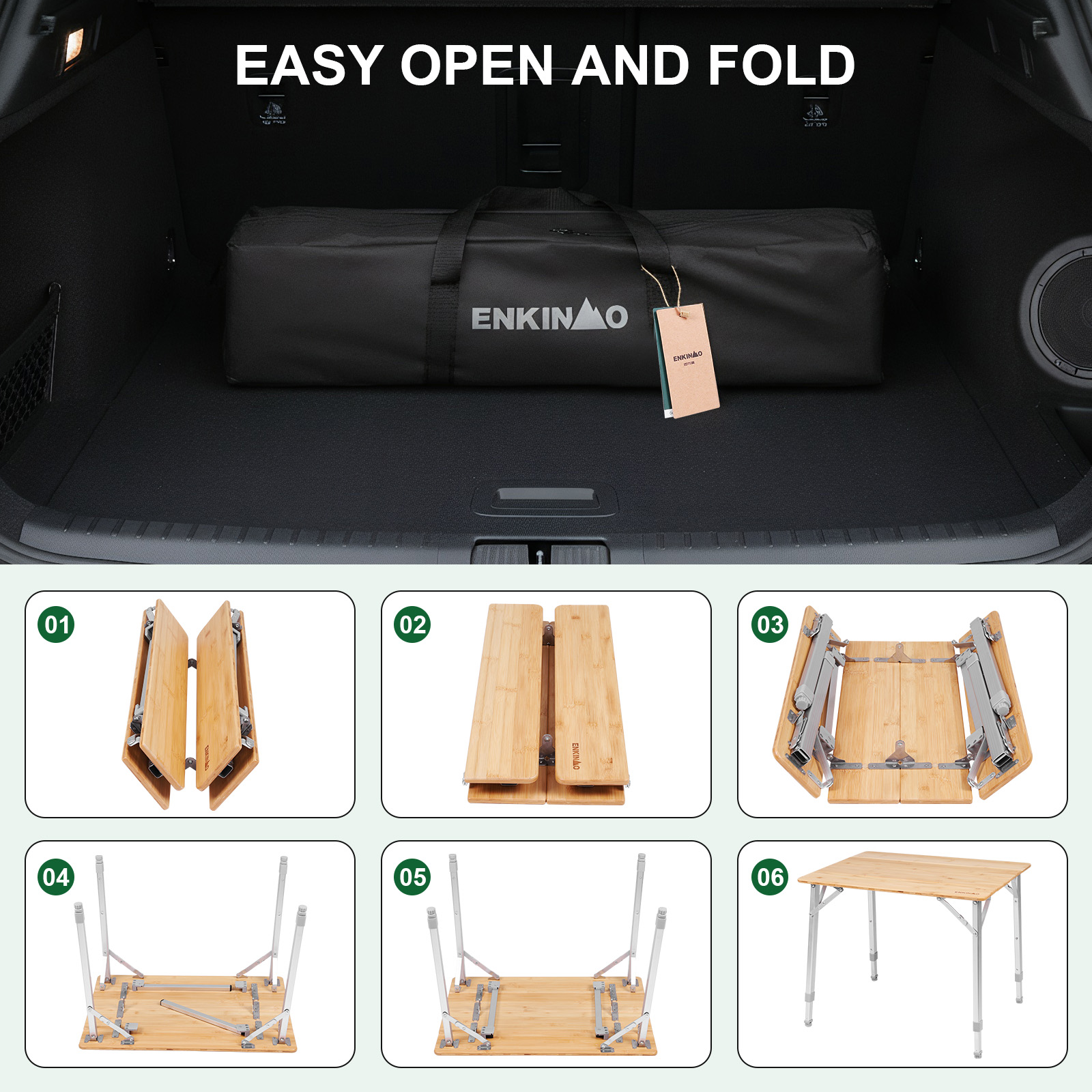 Adjustable Height Bamboo Foldi - Camping Cooking Table Foldable ulasan dan harga