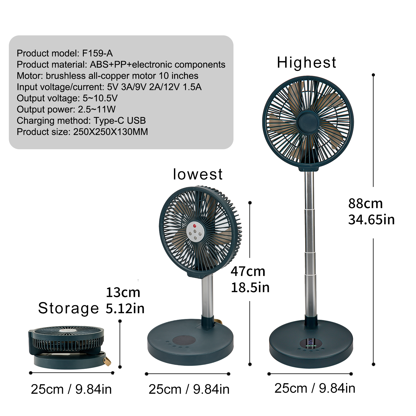 10 inch Portable Standing Fan  - Camping Cooking Table Foldable ulasan dan harga