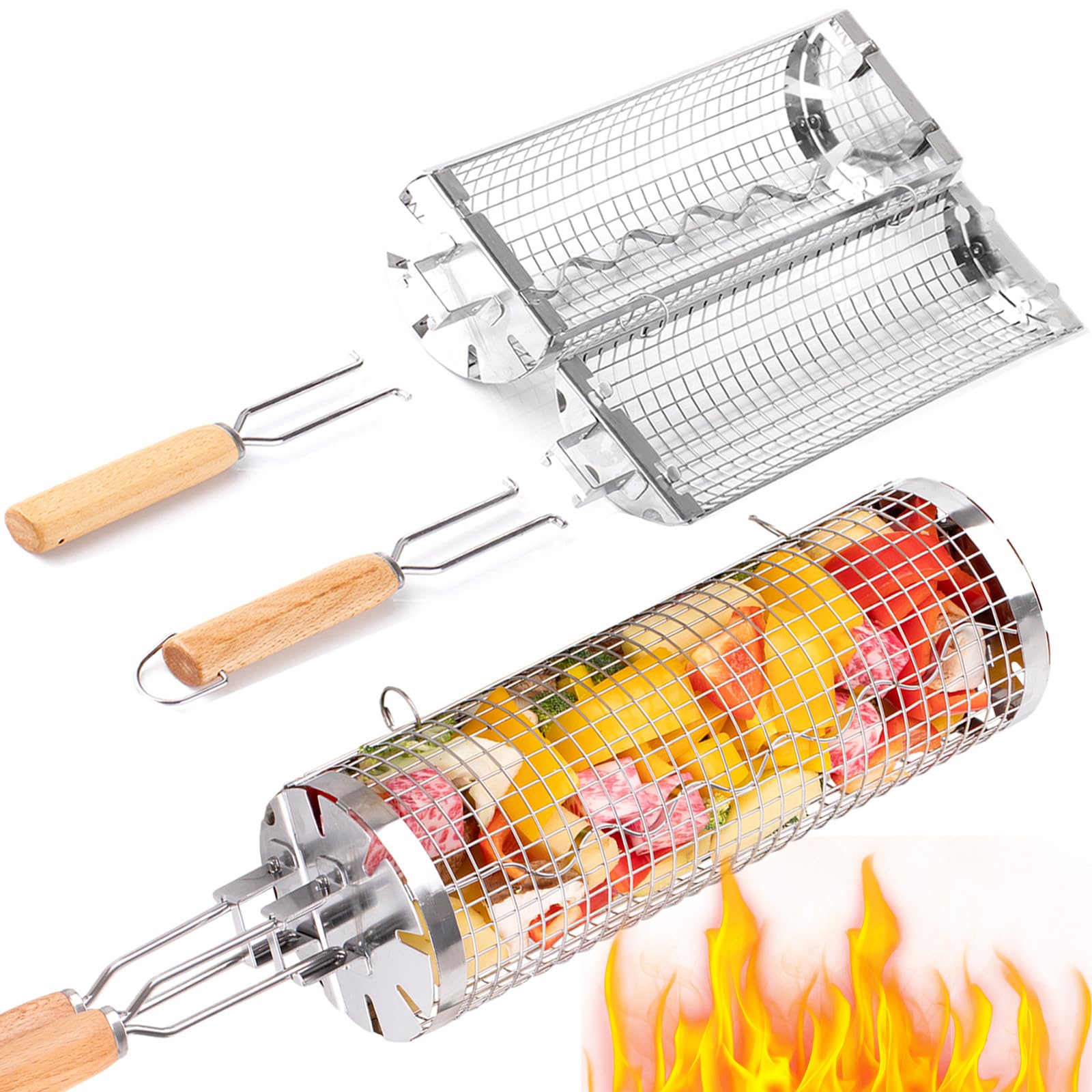BUYYES Rolling Grill Basket BB - Camping Cooking Youtube ulasan dan harga