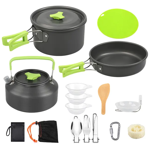16pcs Camping Cooking Ware Set - Camping Cooking Set Stainless Steel ulasan dan harga