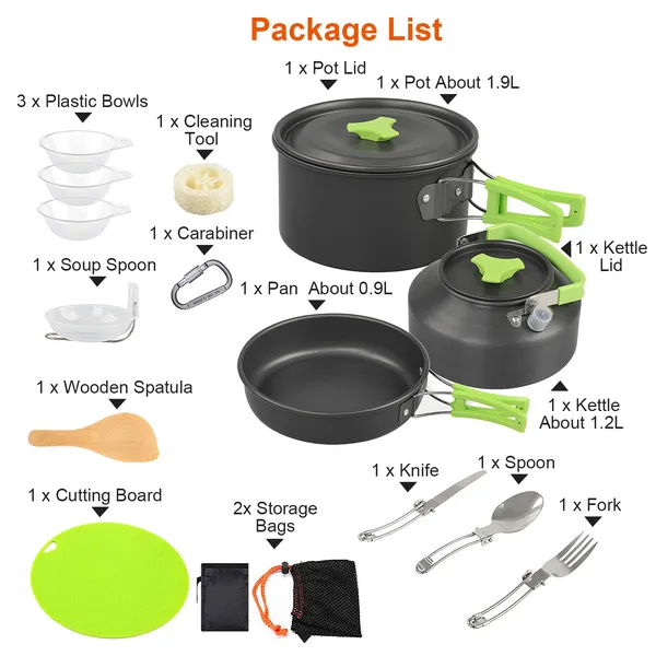 16pcs Camping Cooking Ware Set - Camping Cooking Set Stainless Steel ulasan dan harga