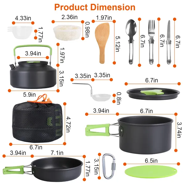 16pcs Camping Cooking Ware Set - Camping Cooking Set Stainless Steel ulasan dan harga