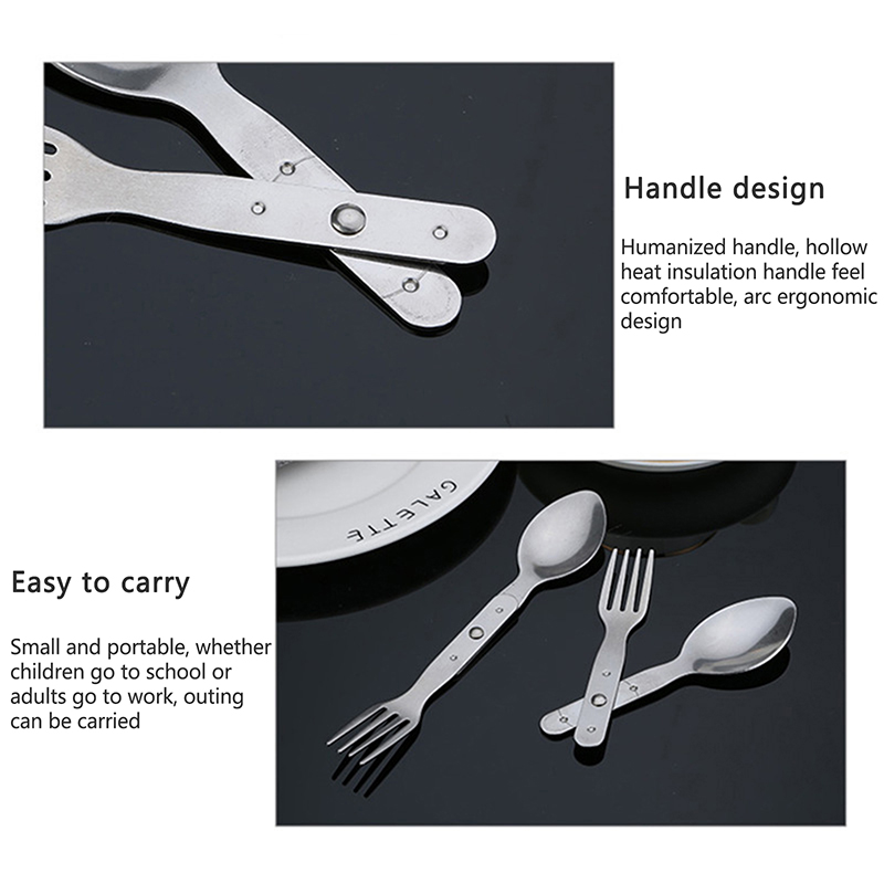 2-in-1 Fork Dessert Spoon Cutl - Camping Cooking Set Stainless Steel ulasan dan harga